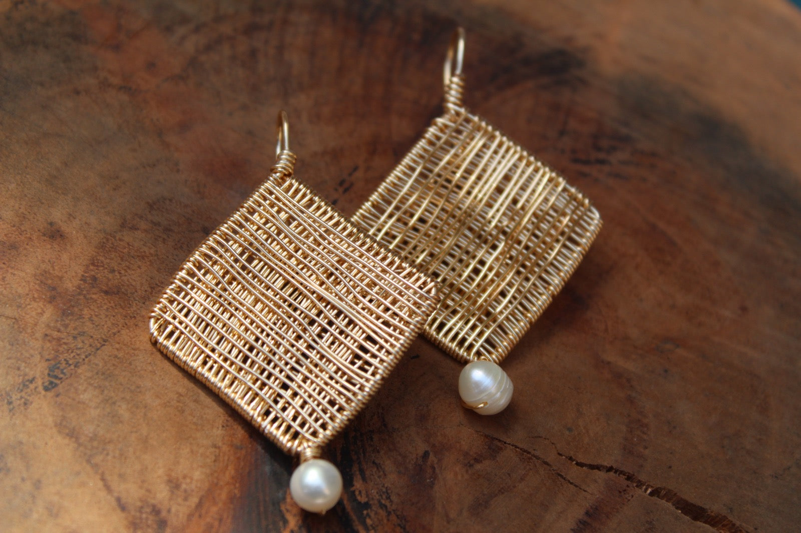 Golden Square Pearl Drops