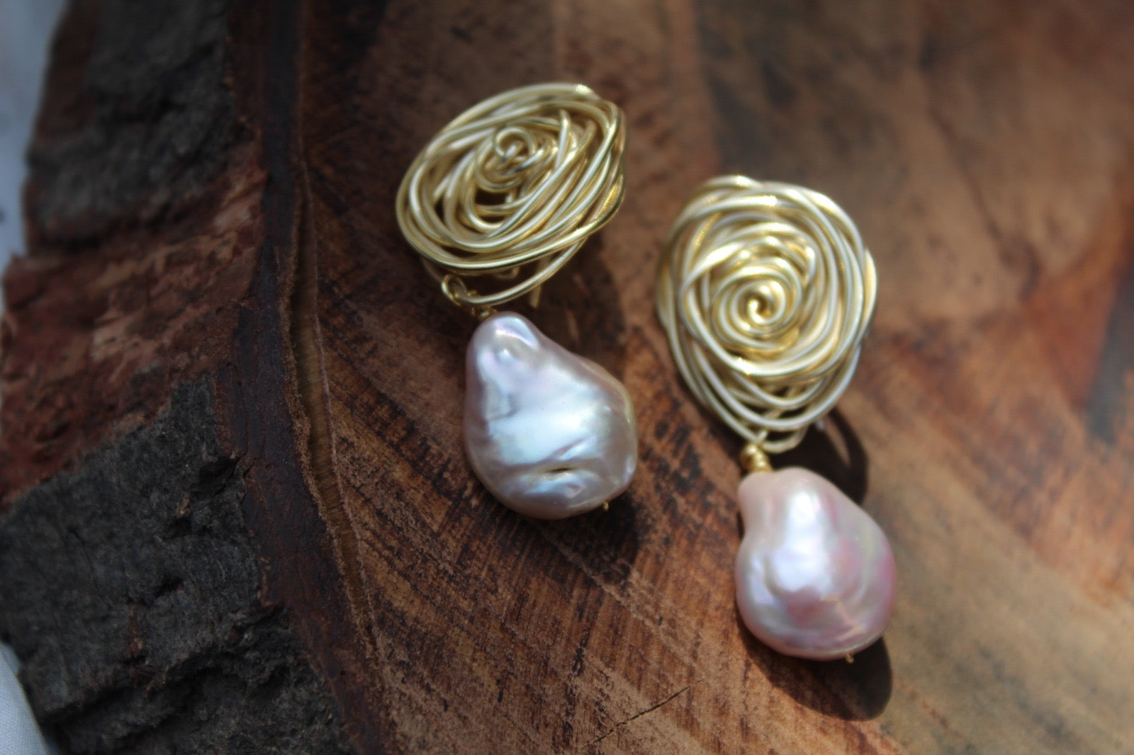 Baroque Pearl Rose Dangles