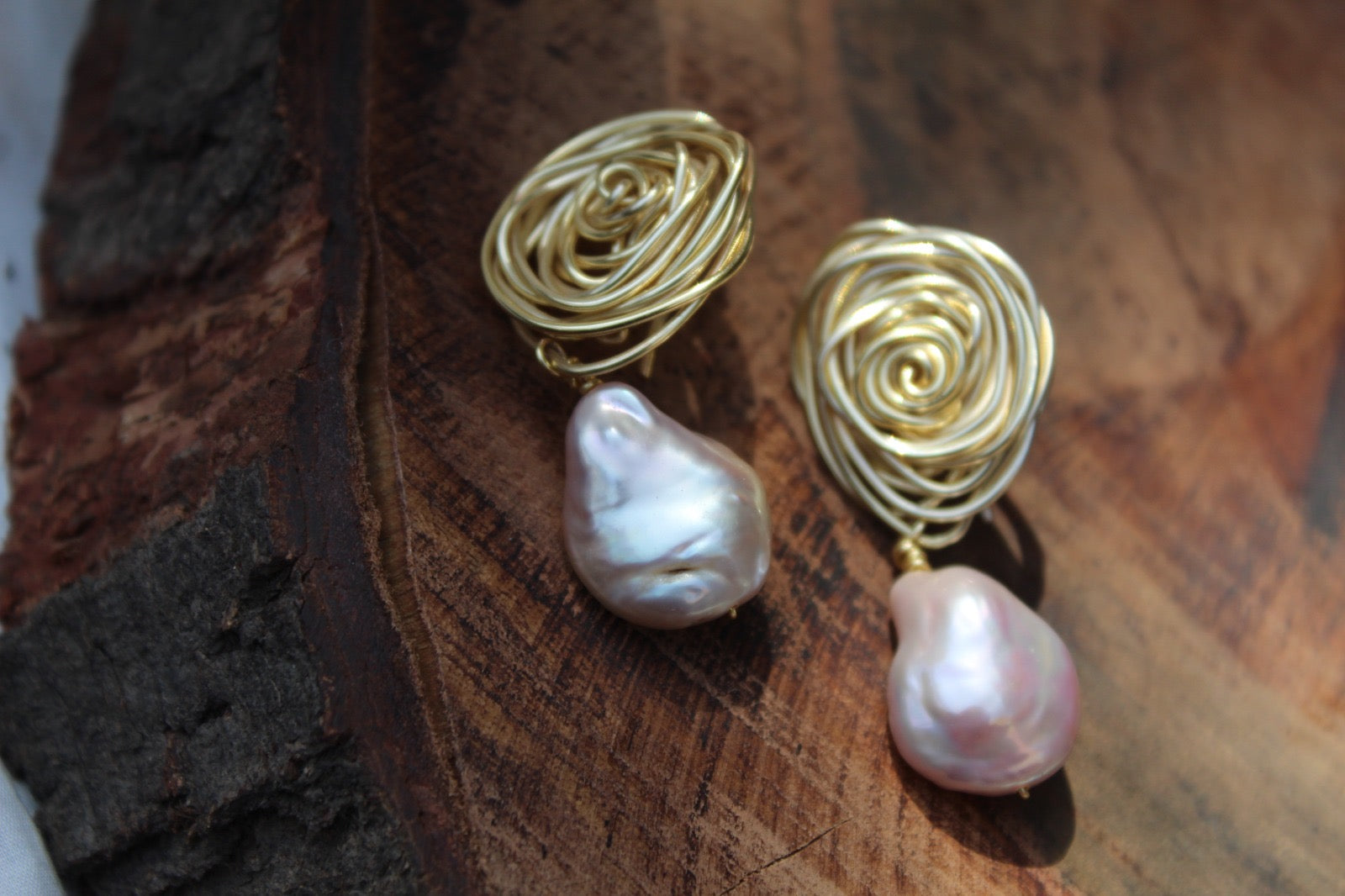Baroque Pearl Rose Dangles