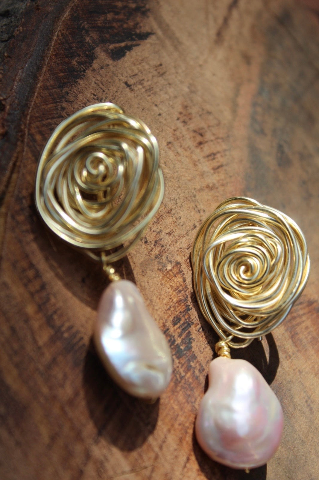 Baroque Pearl Rose Dangles