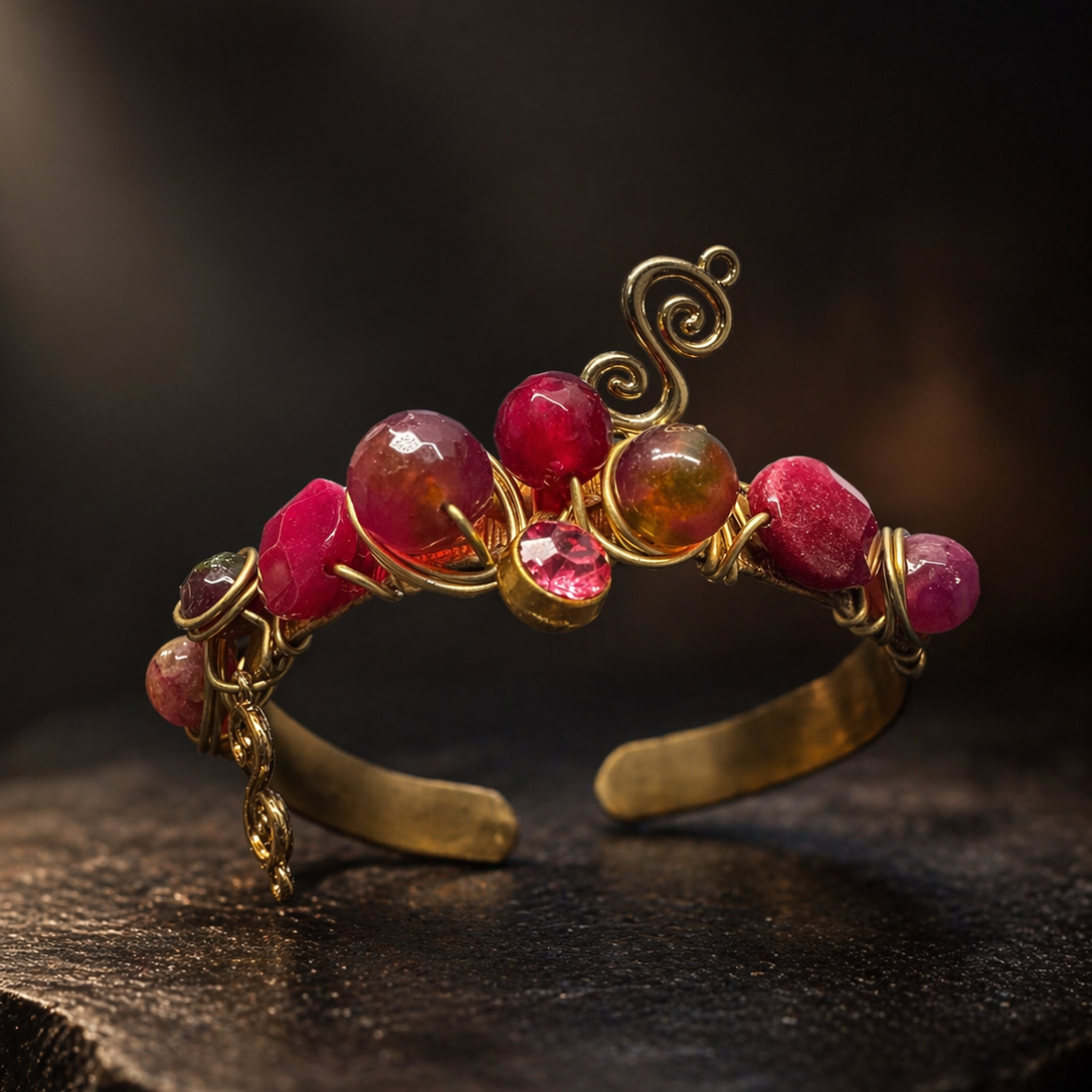 Ruby Charm Brass Cuff ❤️✨