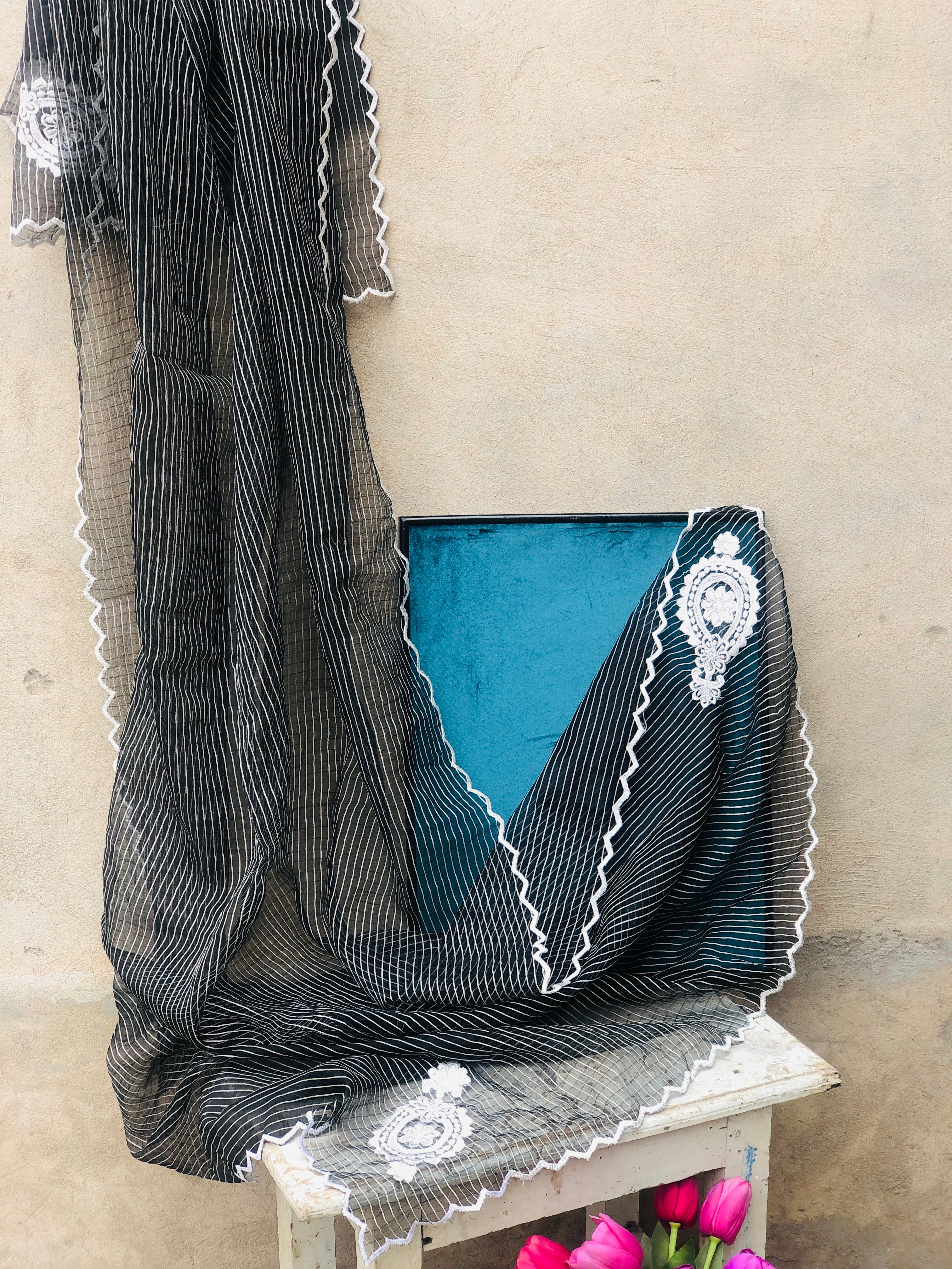 Monochrome Elegance Dupatta