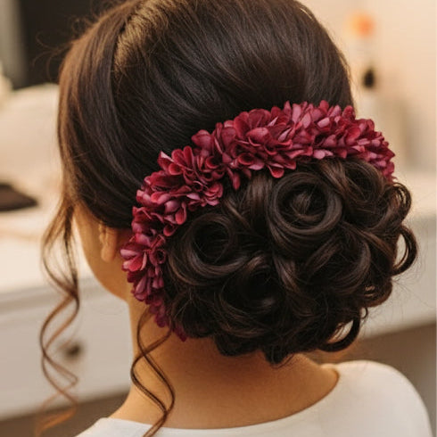 Red Floral Fabric Headpiece