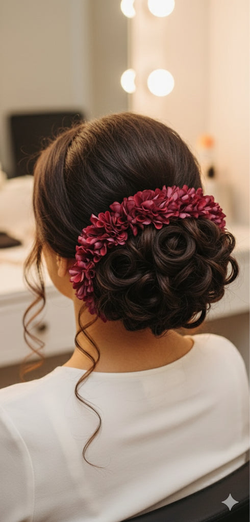 Red Floral Fabric Headpiece