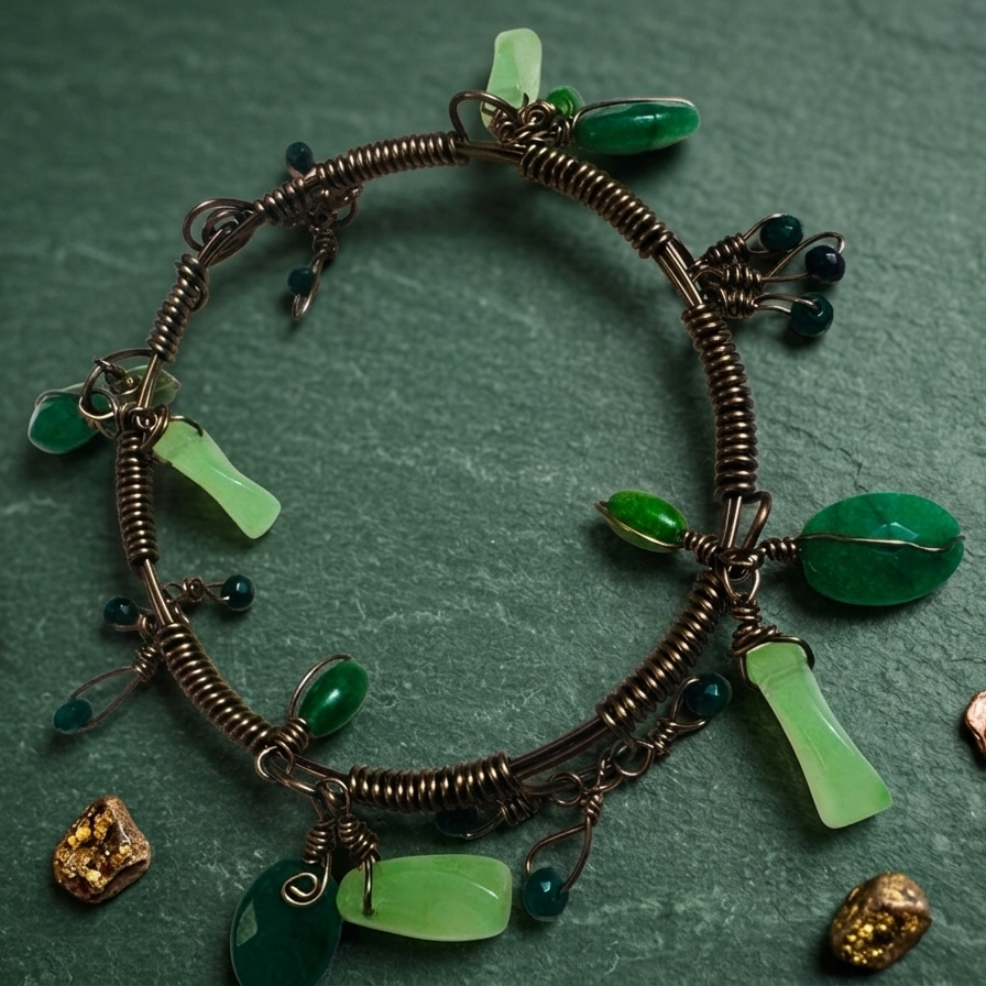 Emerald Jade Charm Bangle