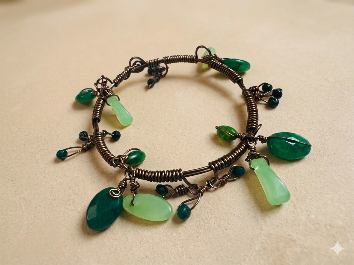 Emerald Jade Charm Bangle