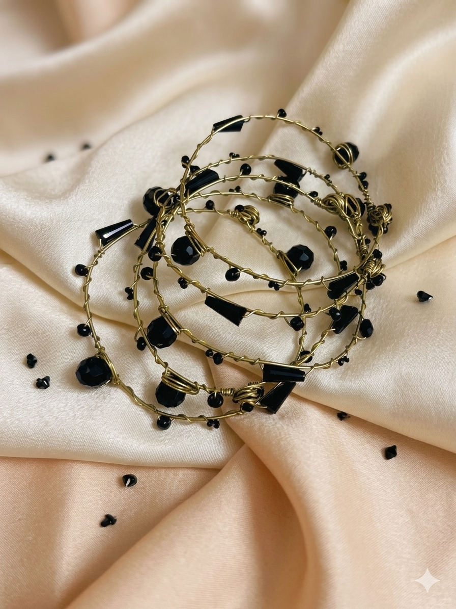 Midnight Stone Brass Bangles