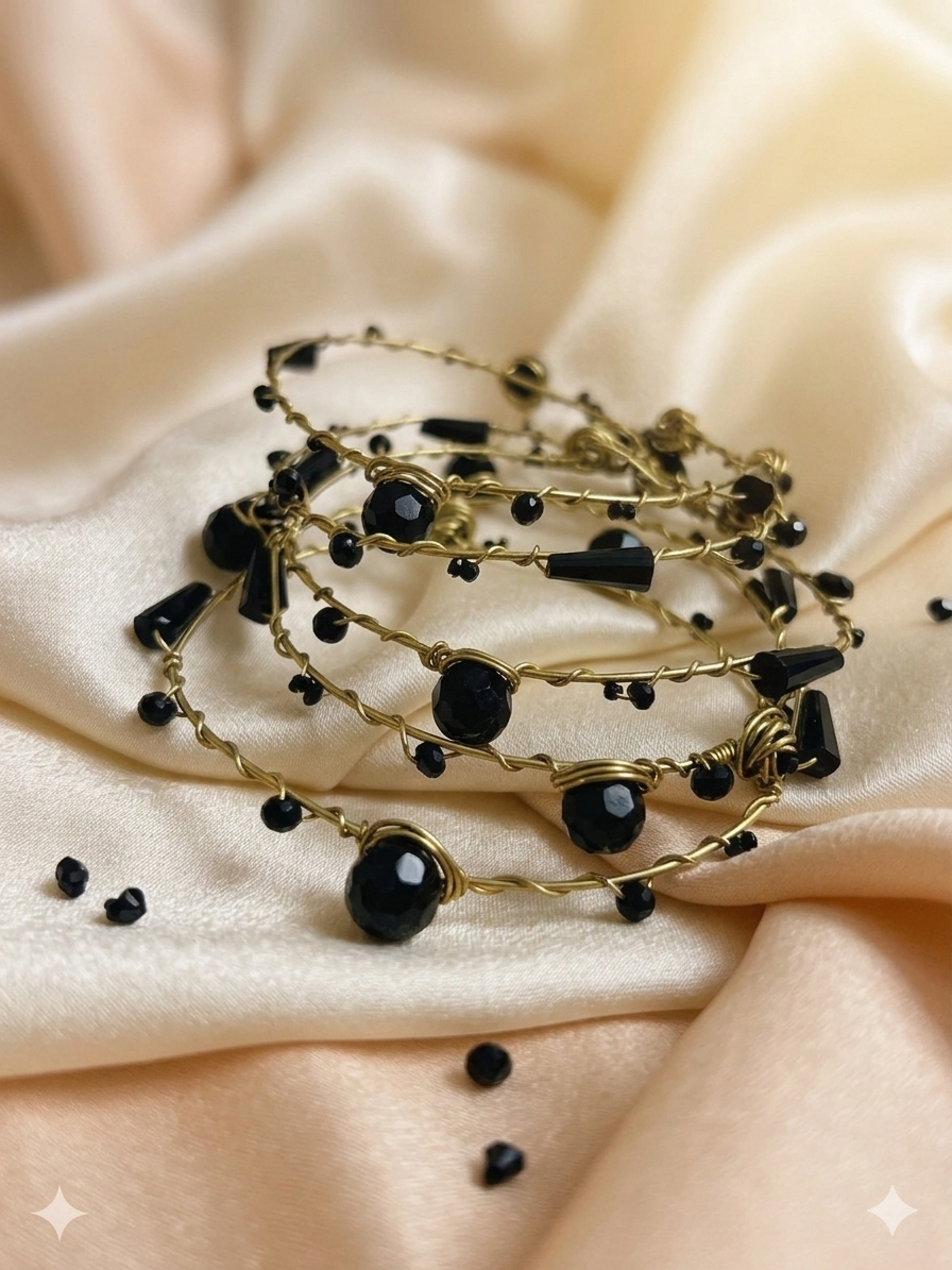Midnight Stone Brass Bangles