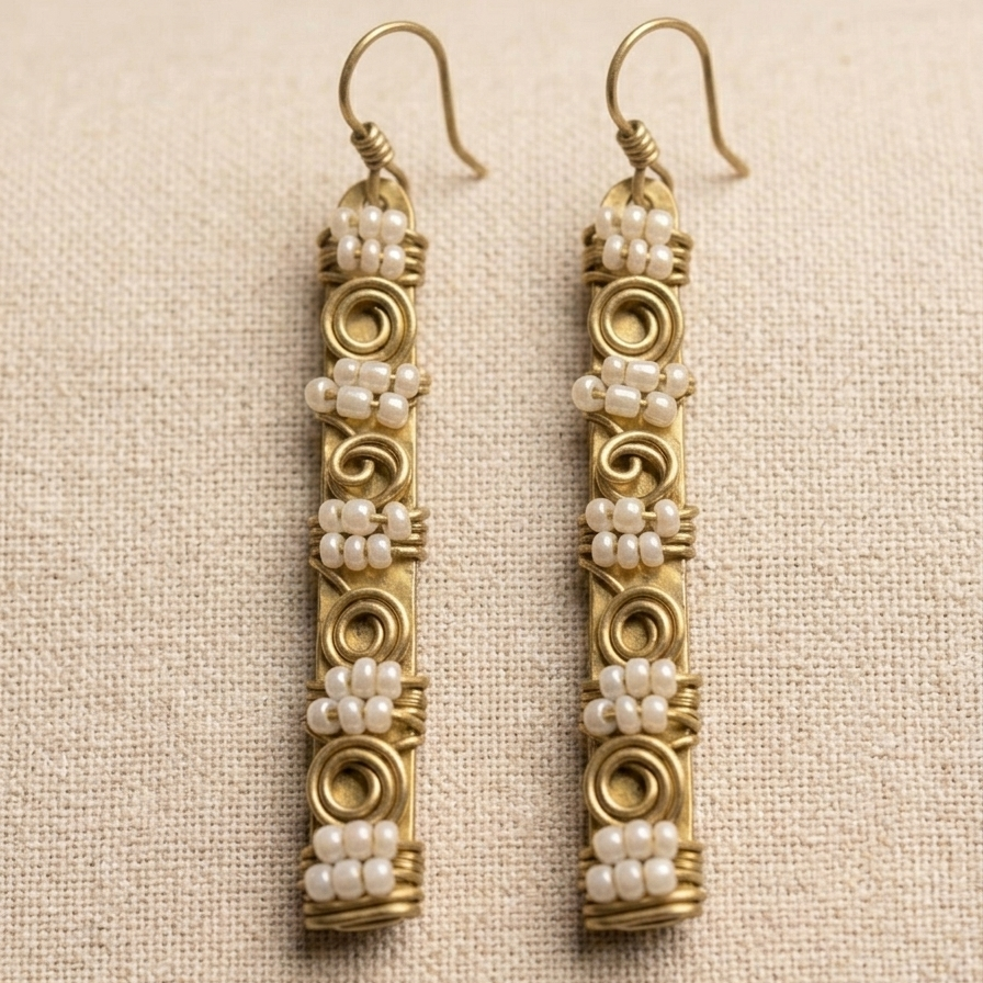 Textured Brass Pearl Swirls