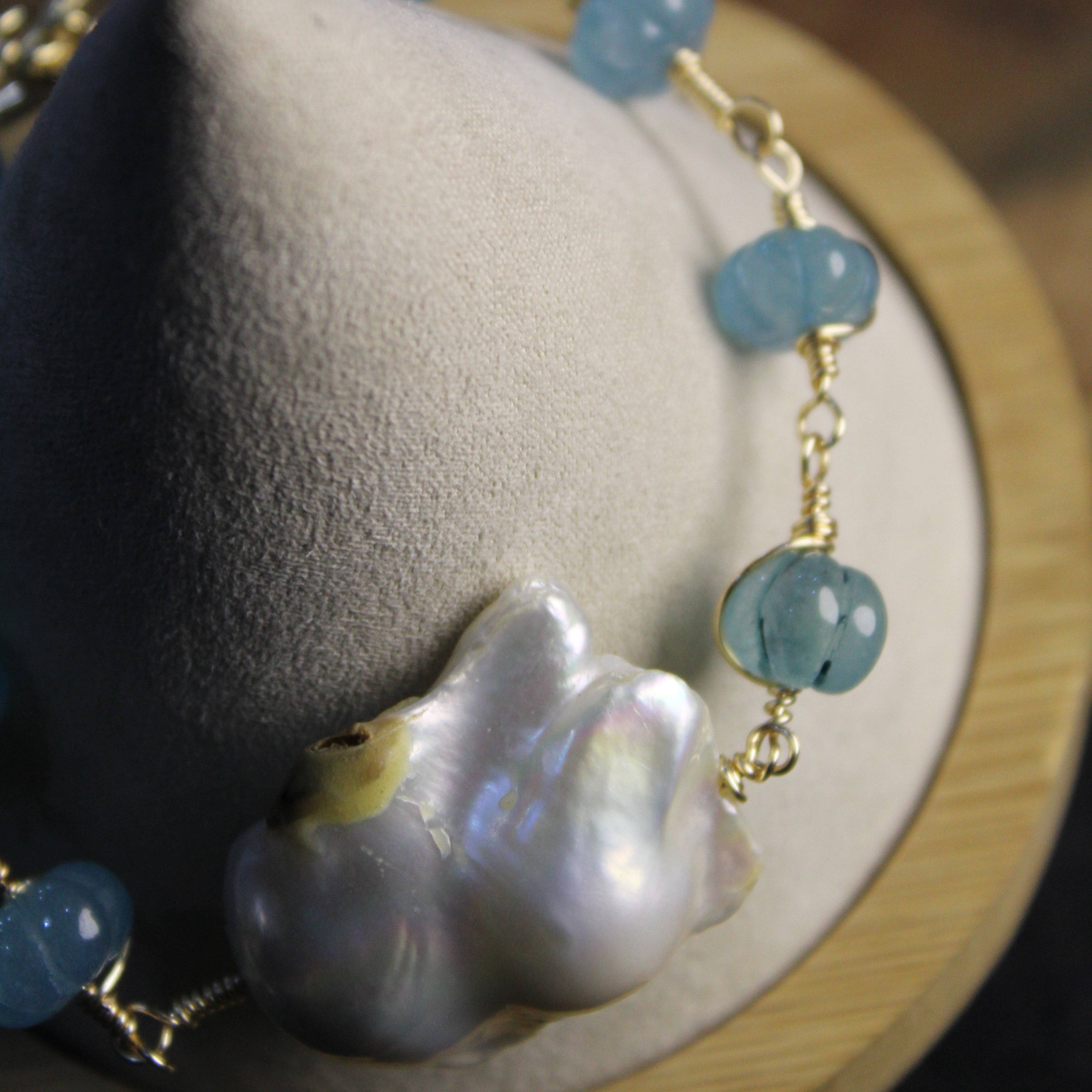 Aquamarine & Pearl Bracelet