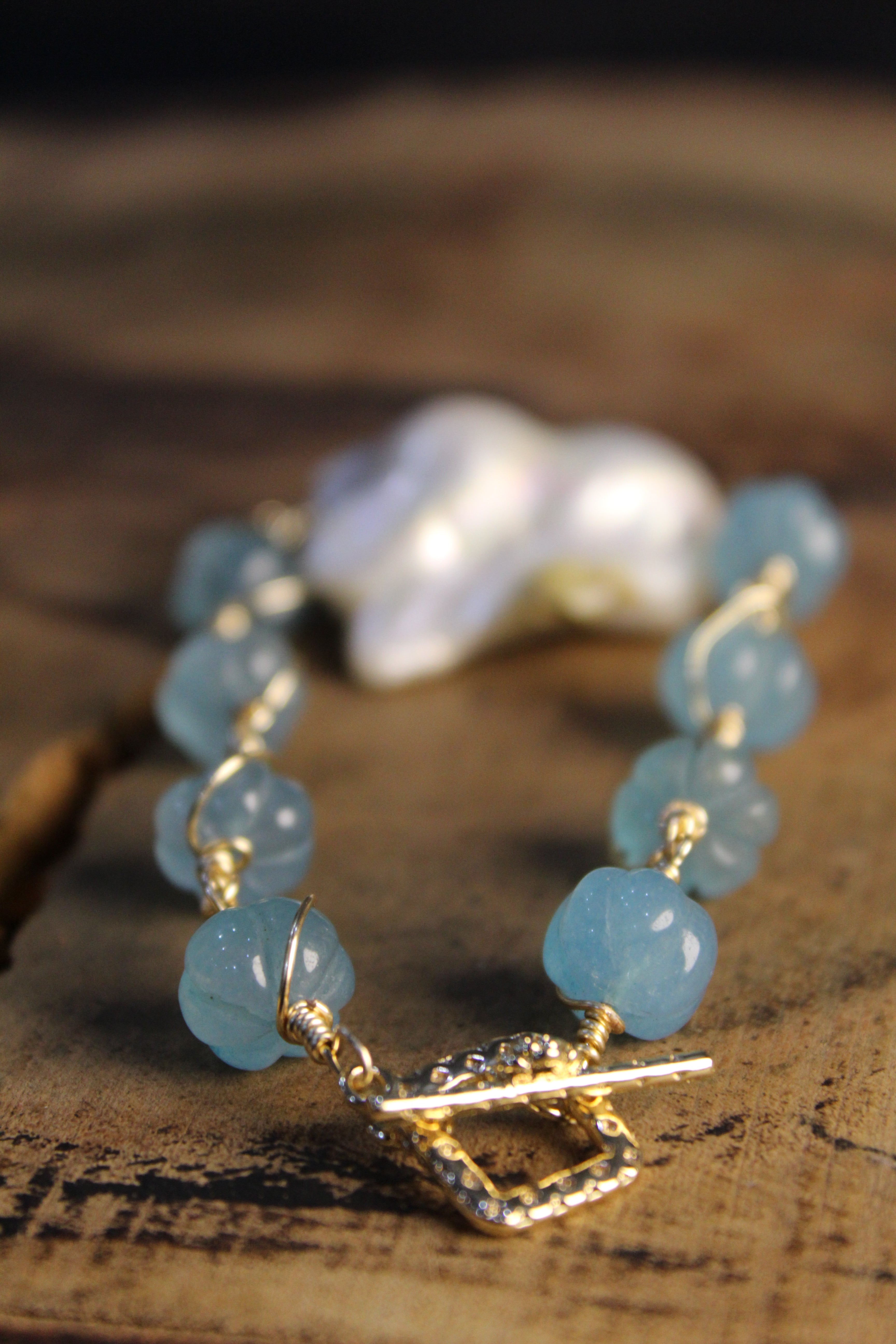 Aquamarine & Pearl Bracelet