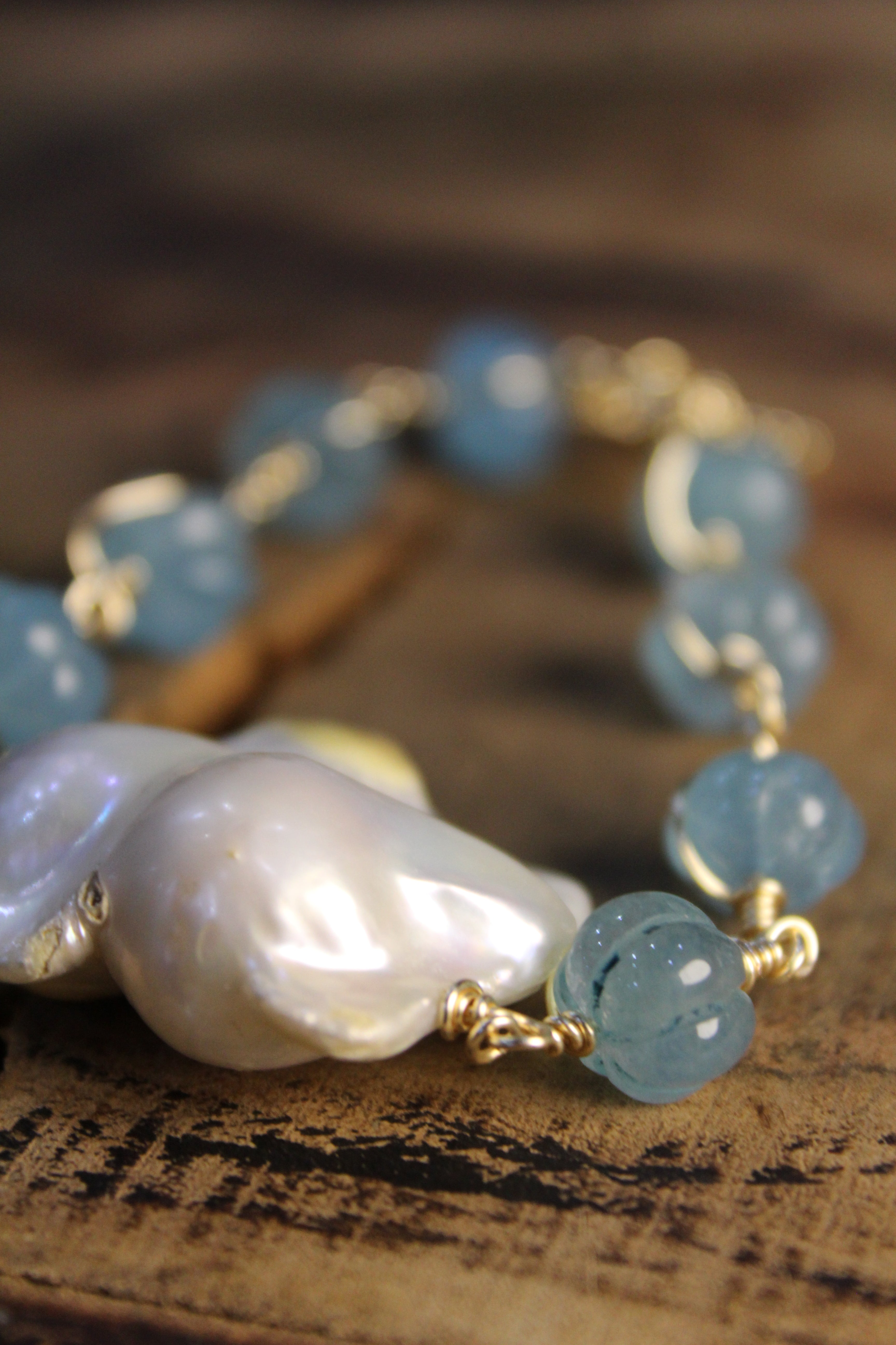 Aquamarine & Pearl Bracelet