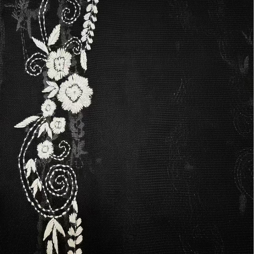 Classic Black Chikankari Dupatta 🖤