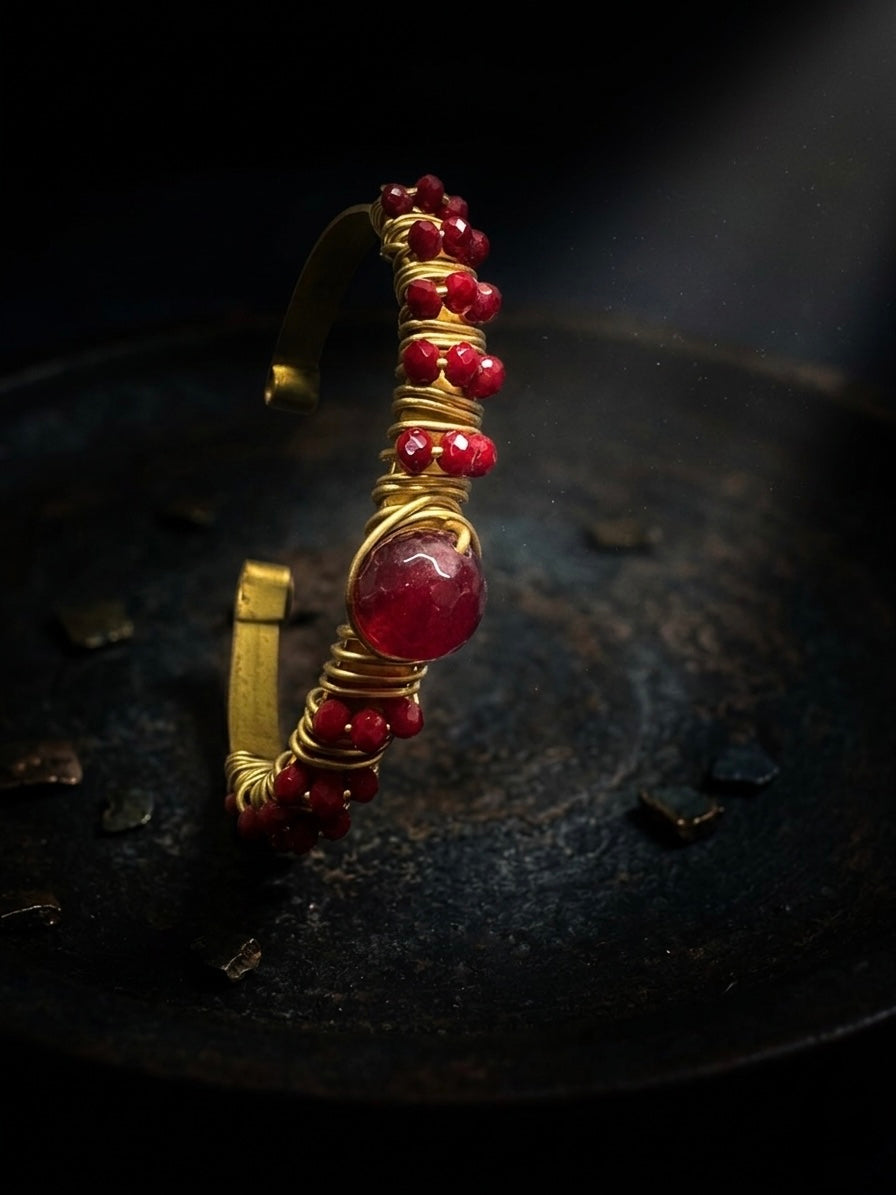 Luxe Brass & Ruby Cuff ✨