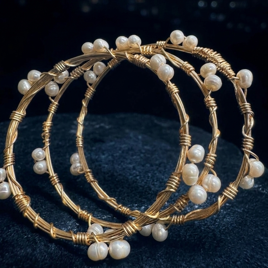 Pearl Luxe Wire Bangles 💫
