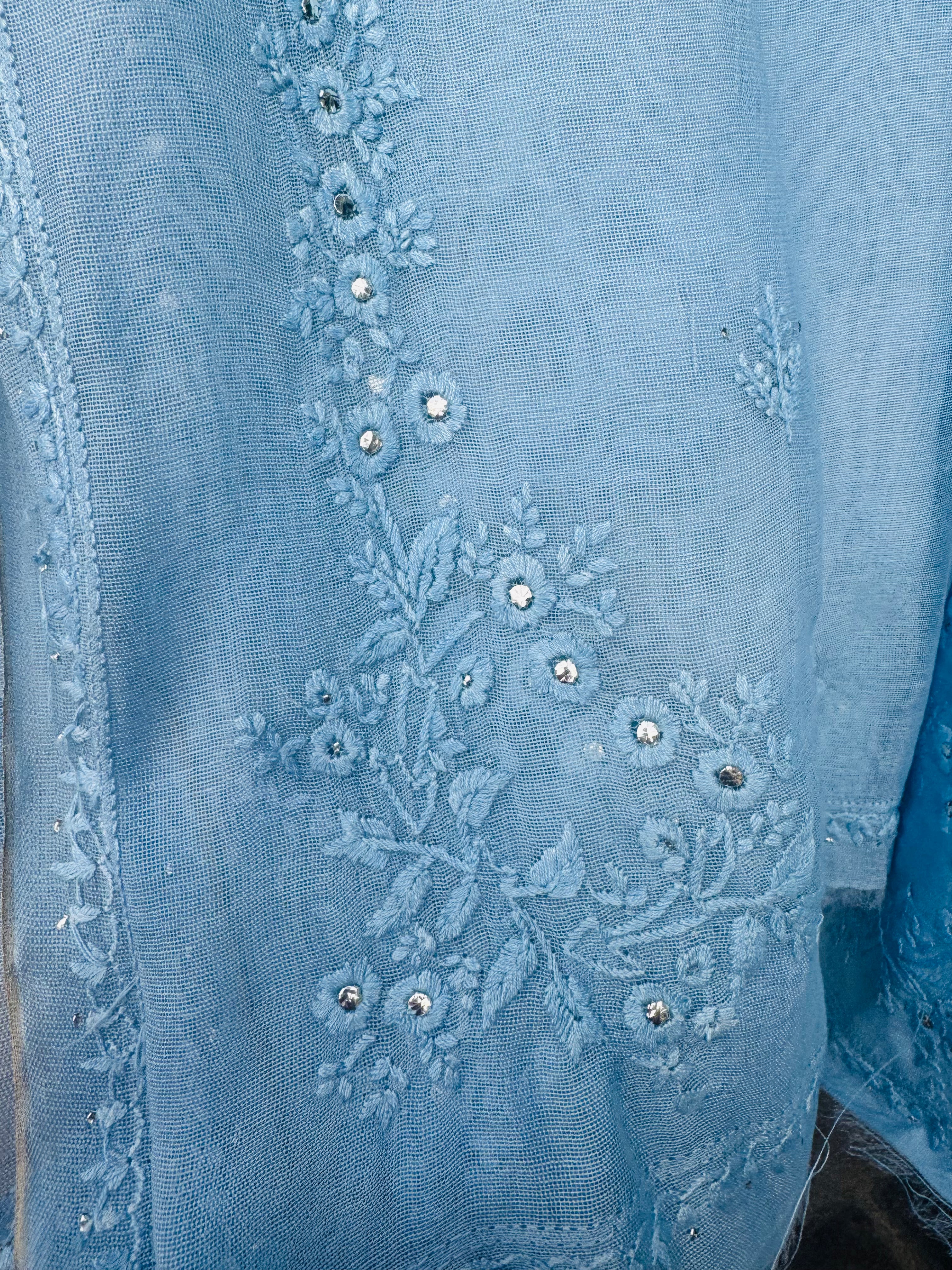 Blue Chikankari Formal