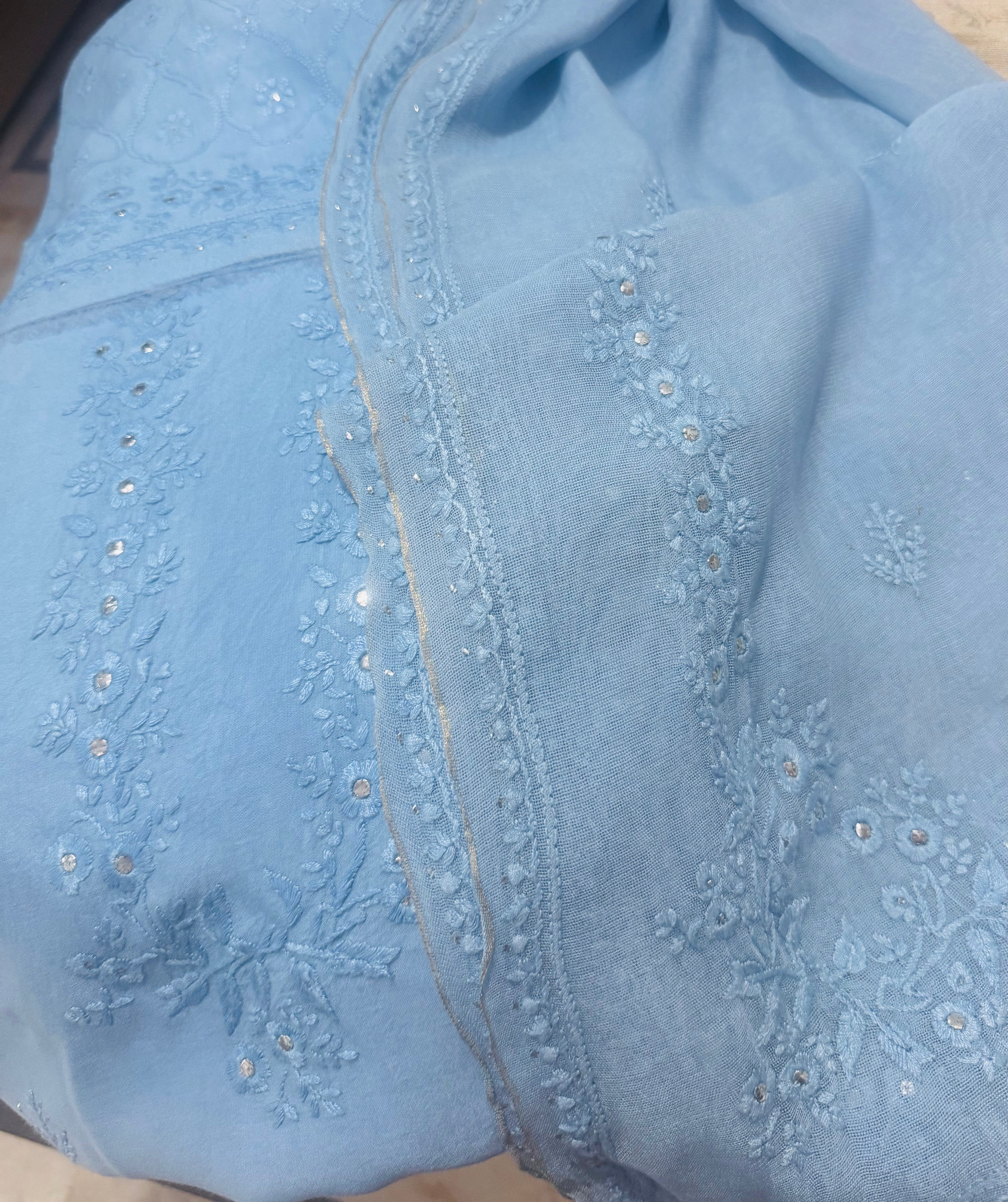 Blue Chikankari Formal