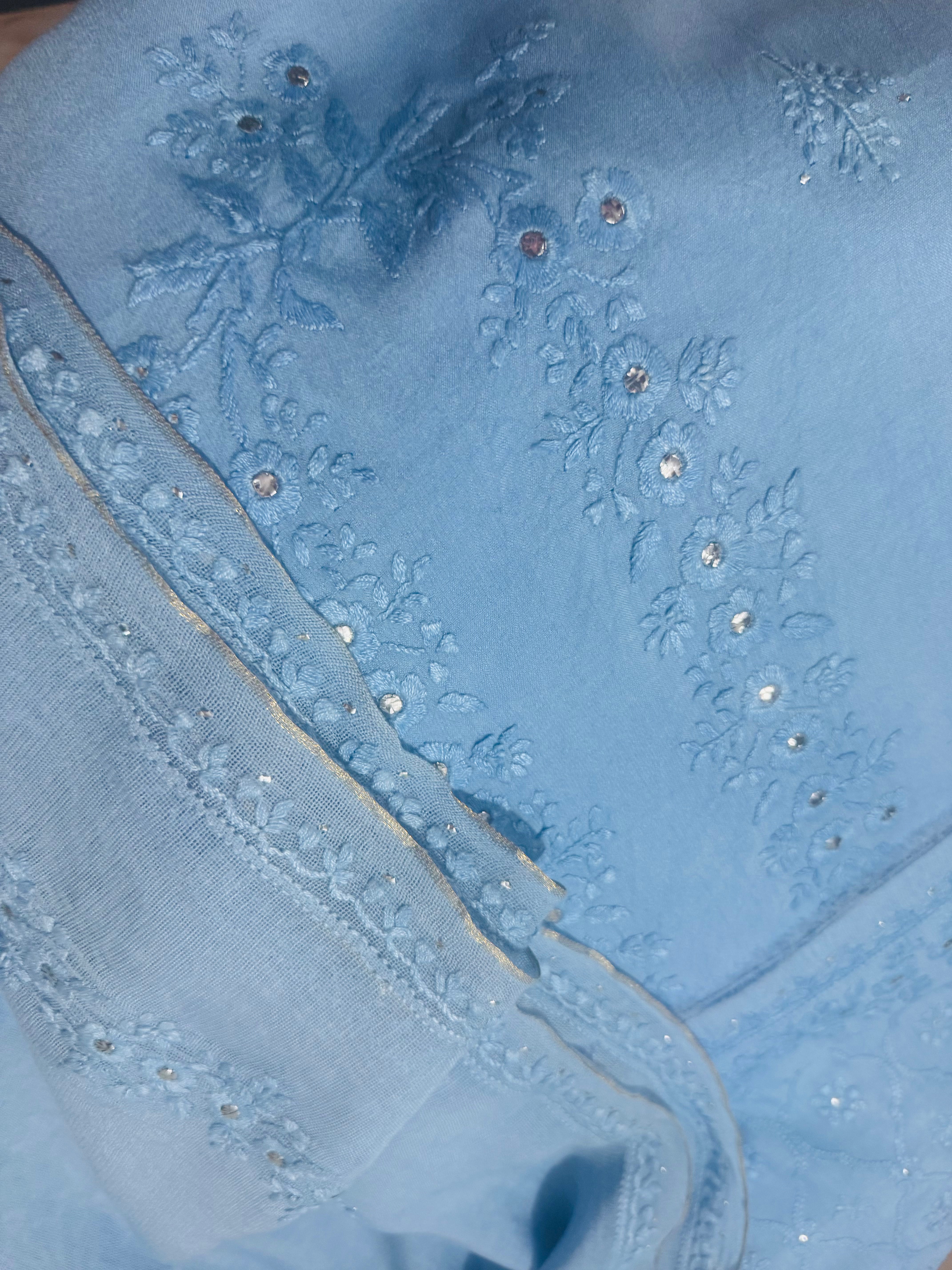 Blue Chikankari Formal