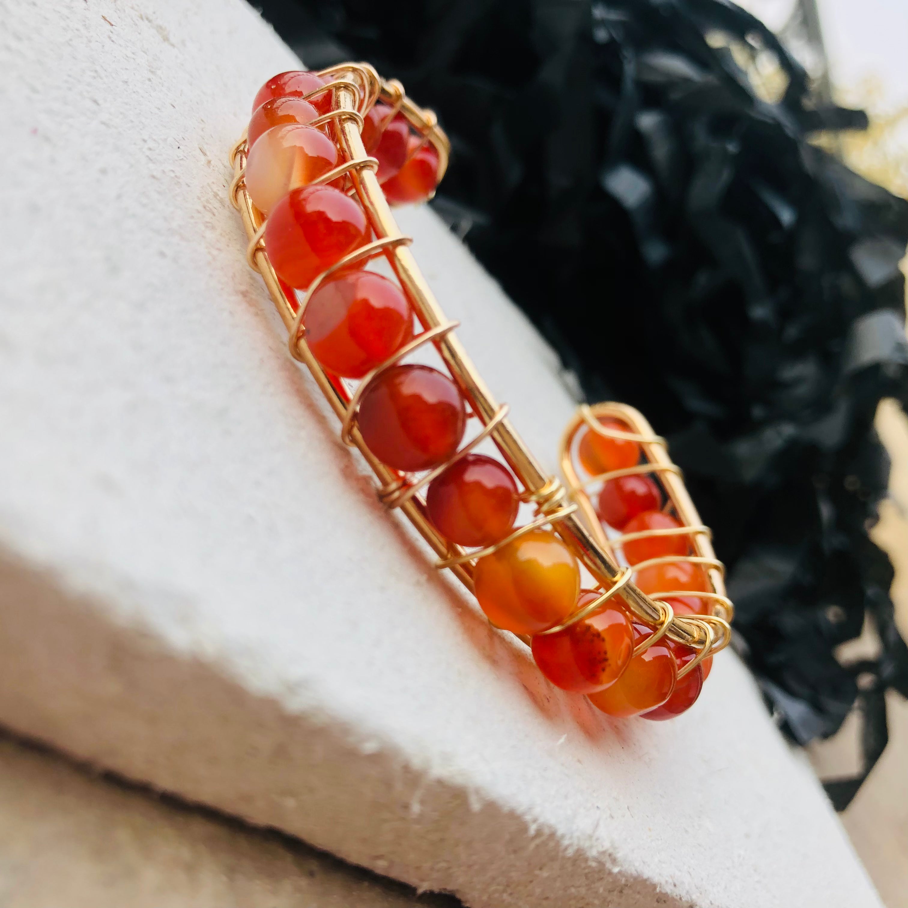 Golden Agate Cuff – Earthy Elegance