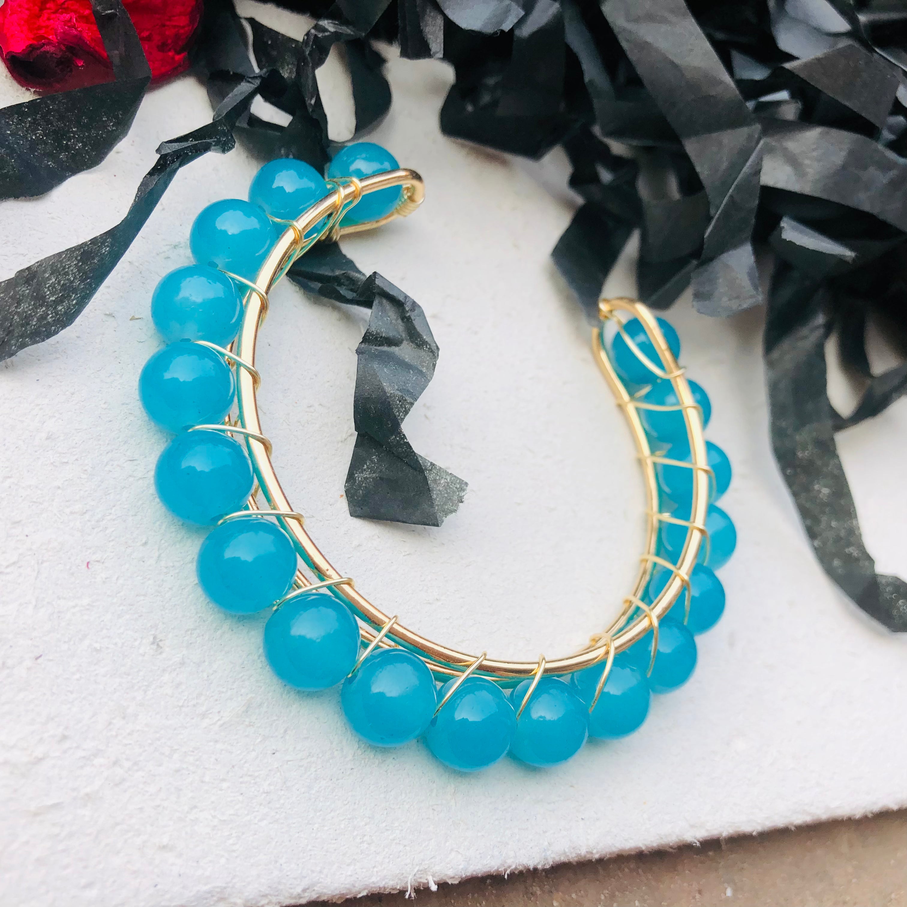 Teal Serenity Gold Cuff