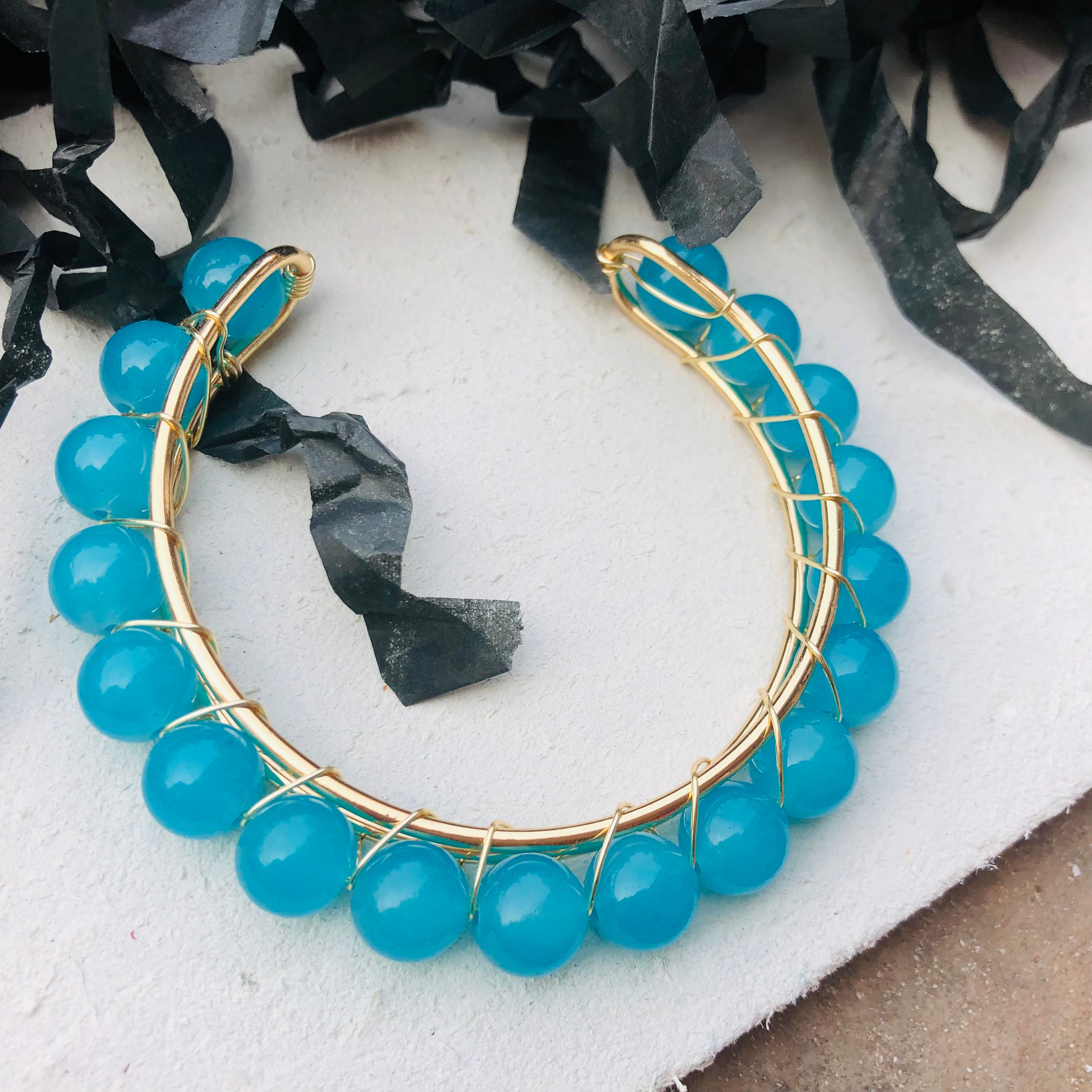 Teal Serenity Gold Cuff