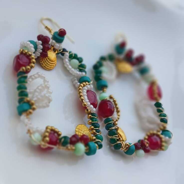 Boho Bloom Beaded Hoop Earrings