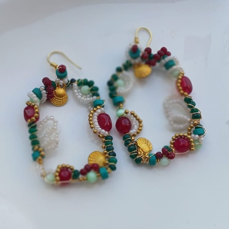 Boho Bloom Beaded Hoop Earrings