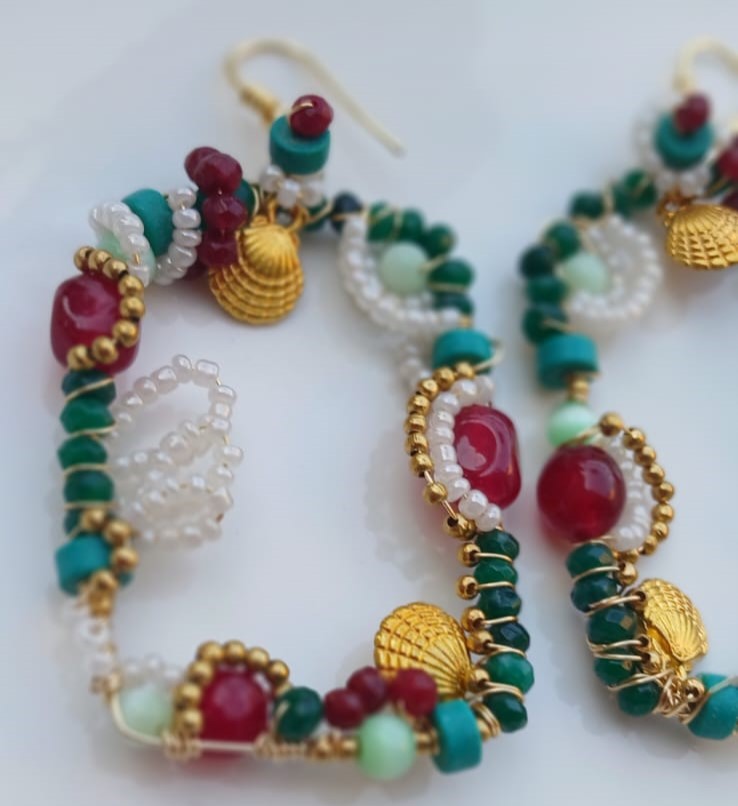 Boho Bloom Beaded Hoop Earrings