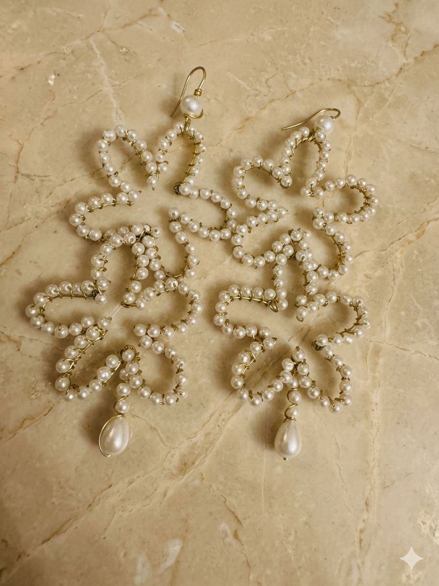 Brass wire with synthetic pearls