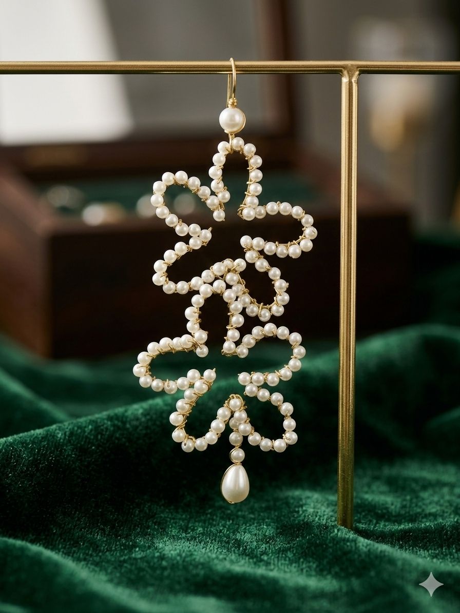 Brass wire with synthetic pearls