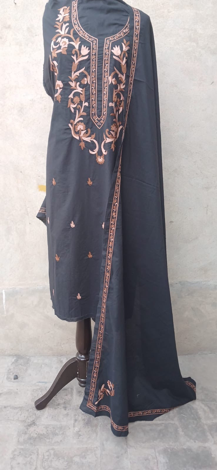Floral Lawn Suit with Aari Work