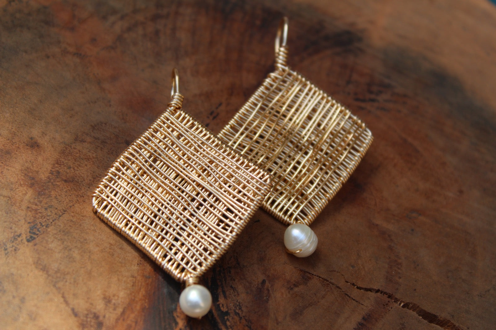 Golden Square Pearl Drops